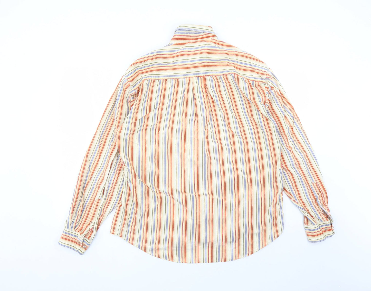 Barisal Mens Multicoloured Striped Cotton Button-Up Size M Collared Button