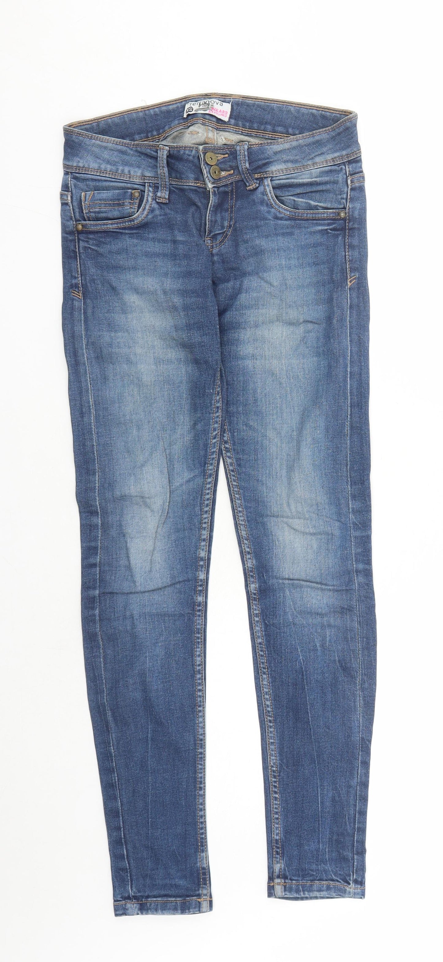Terranova Womens Blue Cotton Skinny Jeans Size XS L29 in Regular Zip