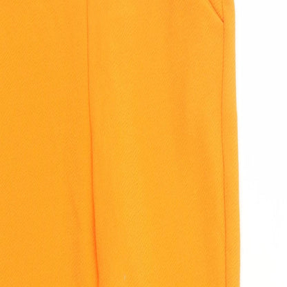 PRETTYLITTLETHING Womens Orange Polyester Carrot Trousers Size 10 L27 in Regular - Elasticated Waist