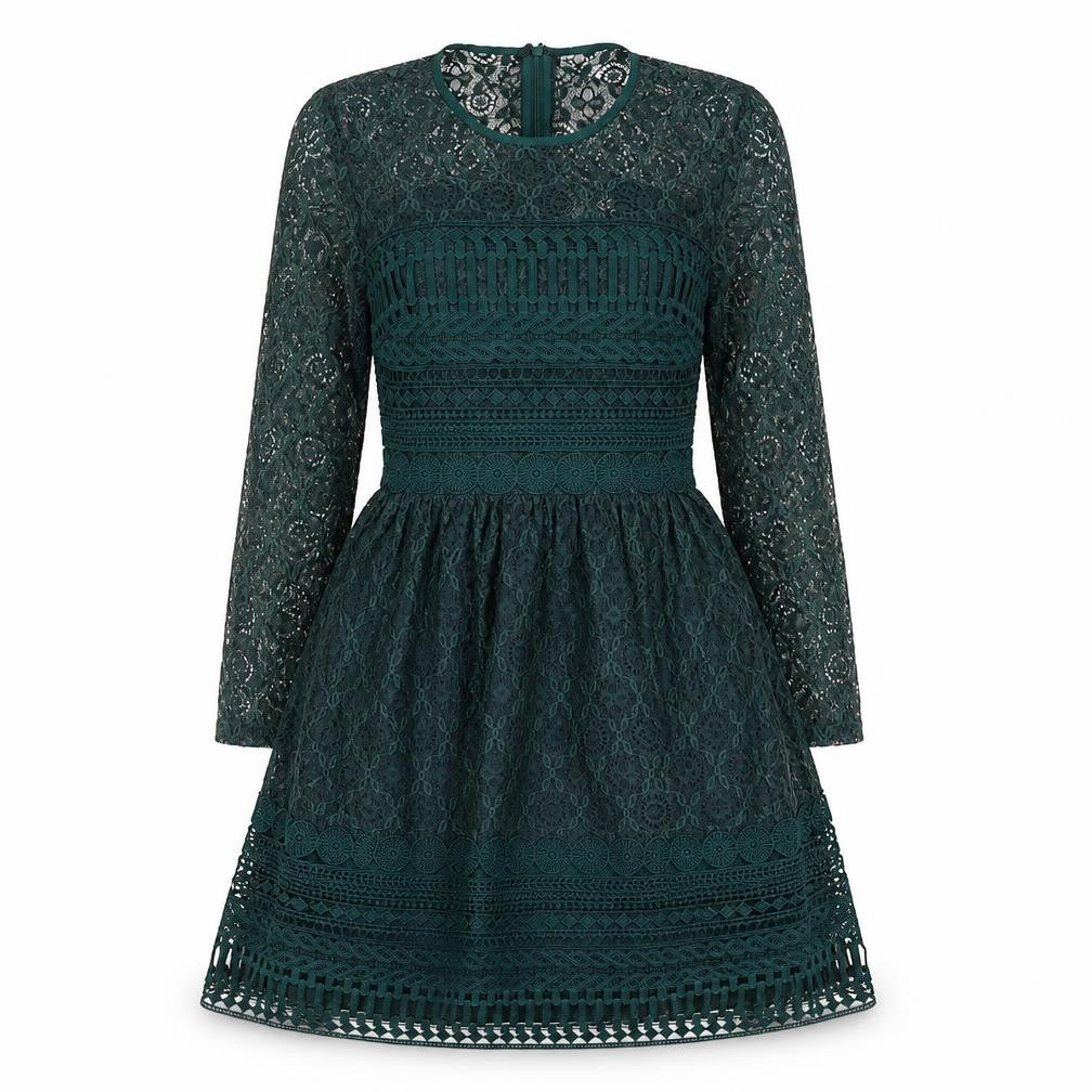 ASOS Womens Green Polyamide Fit & Flare Size 6 Round Neck Zip