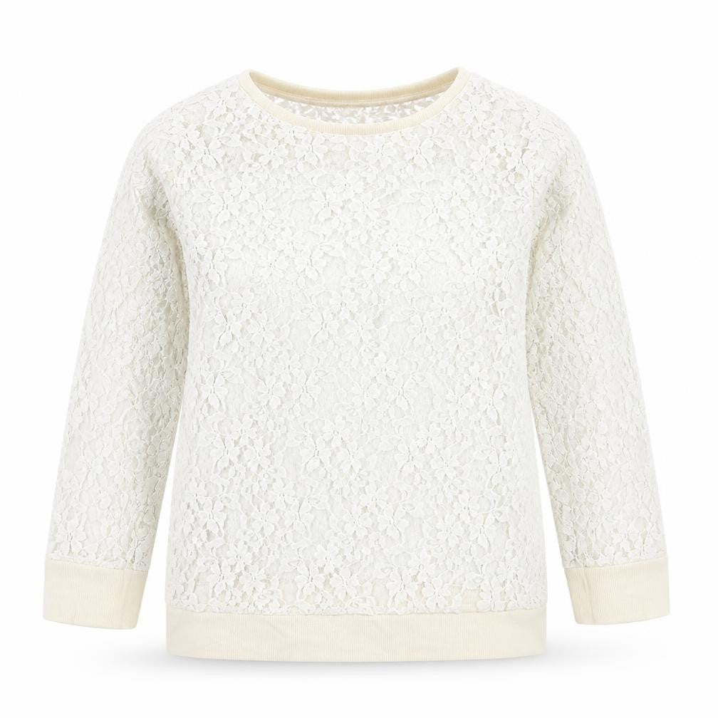 Topshop Womens Ivory Polyester Pullover Sweatshirt Size 10 Pullover - Lace
