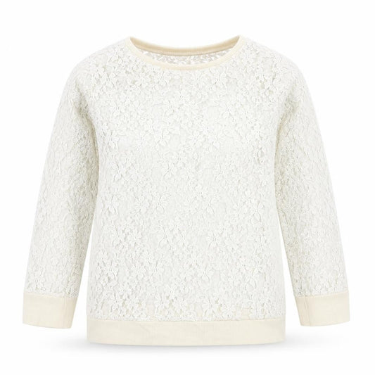 Topshop Womens Ivory Polyester Pullover Sweatshirt Size 10 Pullover - Lace