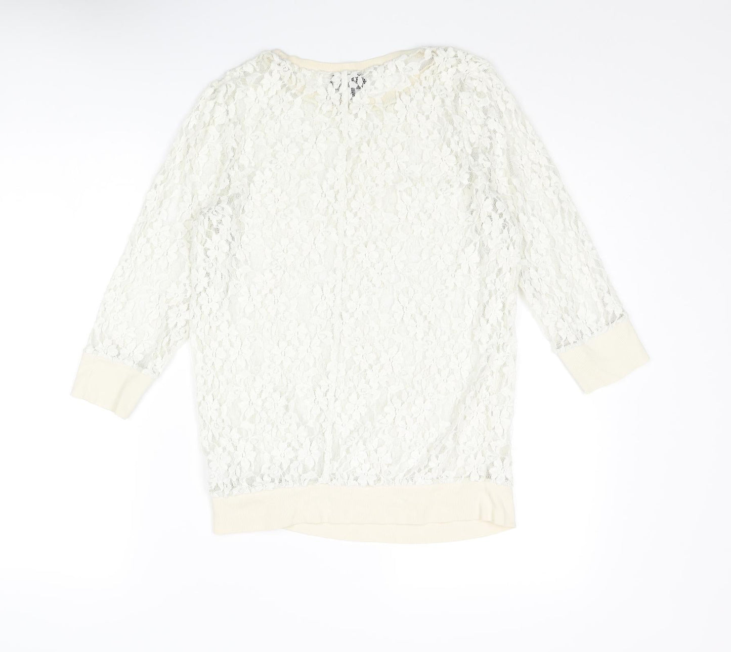 Topshop Womens Ivory Polyester Pullover Sweatshirt Size 10 Pullover - Lace
