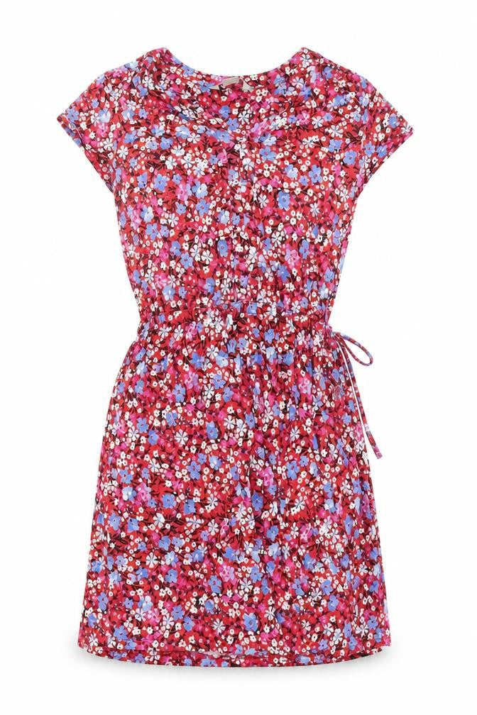 Mauvette Womens Multicoloured Floral Viscose Shift Size 14 V-Neck Pullover - Drawstring