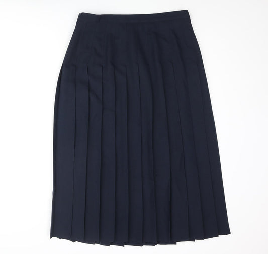 Essentials Womens Blue Polyester Pleated Skirt Size 32 in Zip