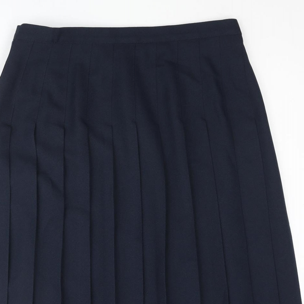 Essentials Womens Blue Polyester Pleated Skirt Size 32 in Zip