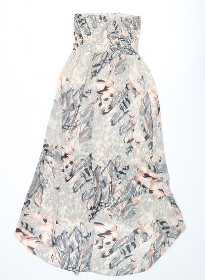 Back view of Miss Selfridge women’s multicoloured geometric polyester fit & flare, size UK 4, square neck pullover