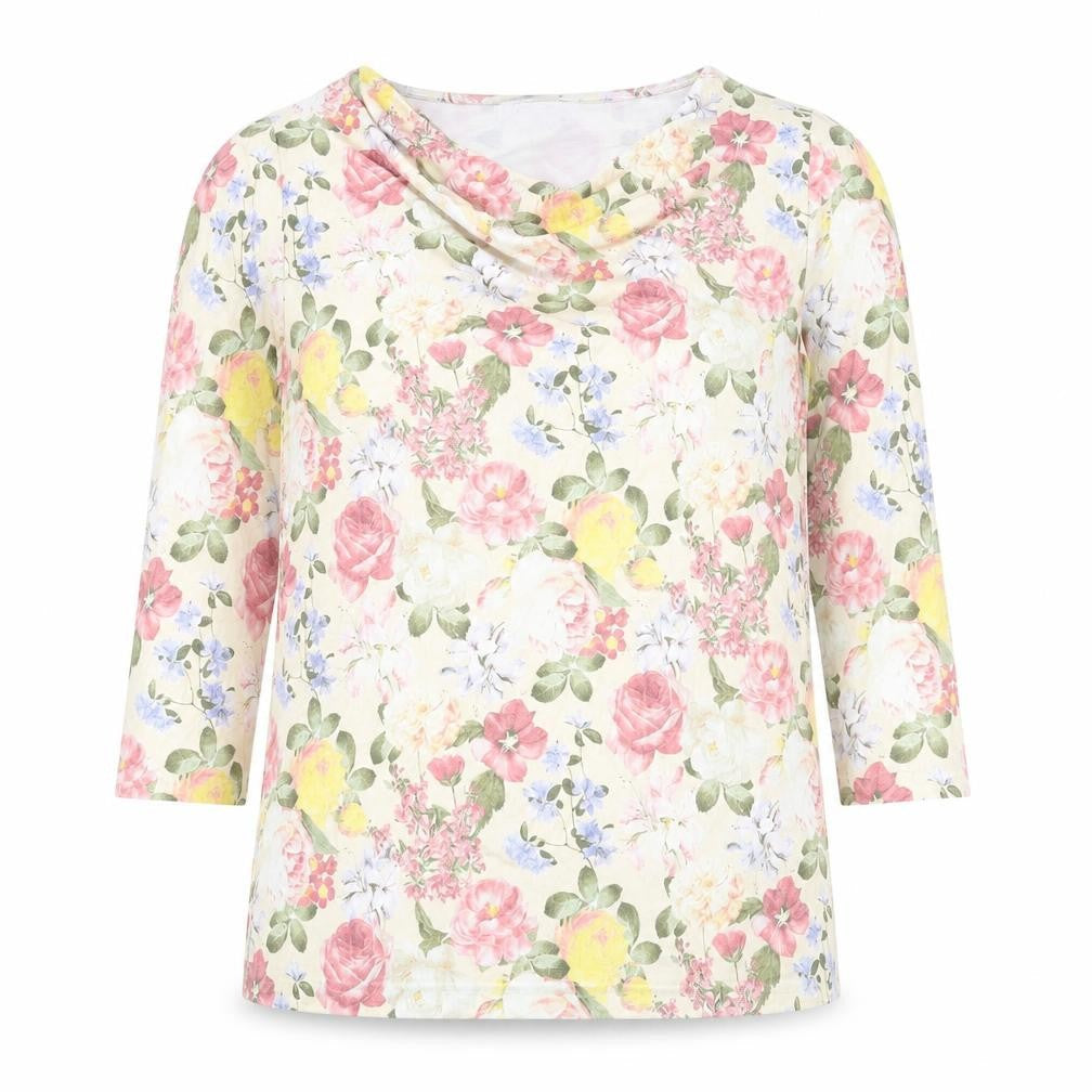 Uta Raasch Womens Multicoloured Floral Viscose Basic Blouse Size 16 Cowl Neck
