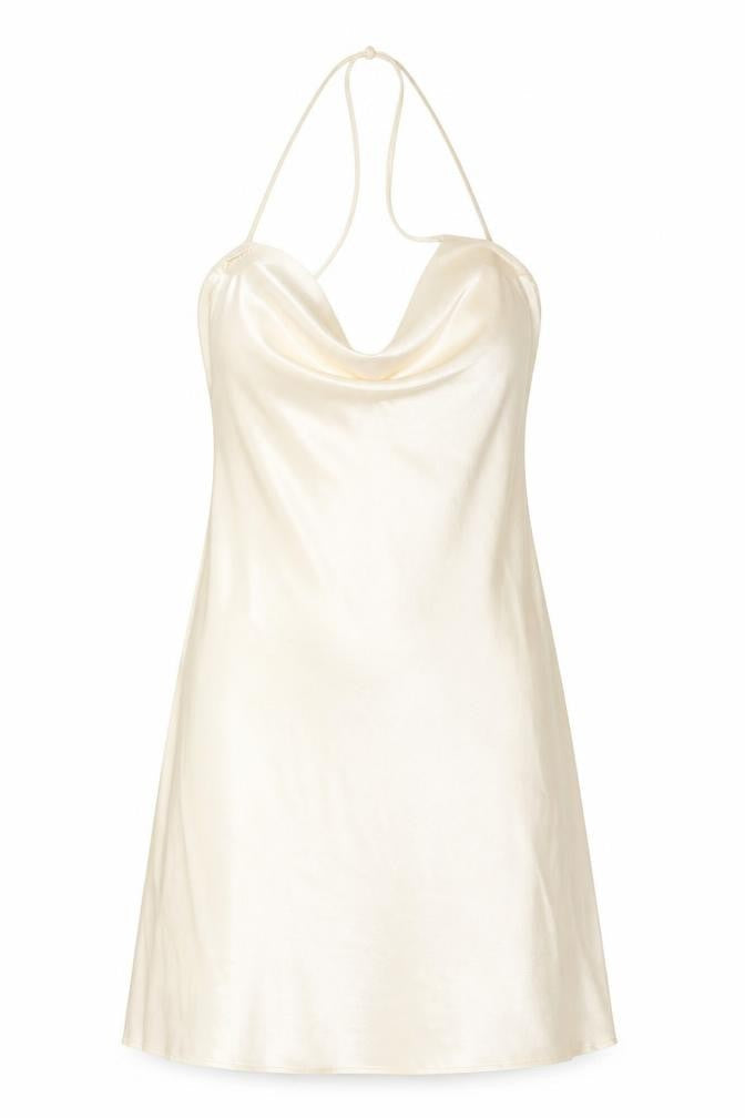 Divided by H&M Womens Ivory Polyester Slip Dress Size 10 Cowl Neck Pullover
