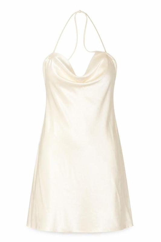 Divided by H&M Womens Ivory Polyester Slip Dress Size 10 Cowl Neck Pullover