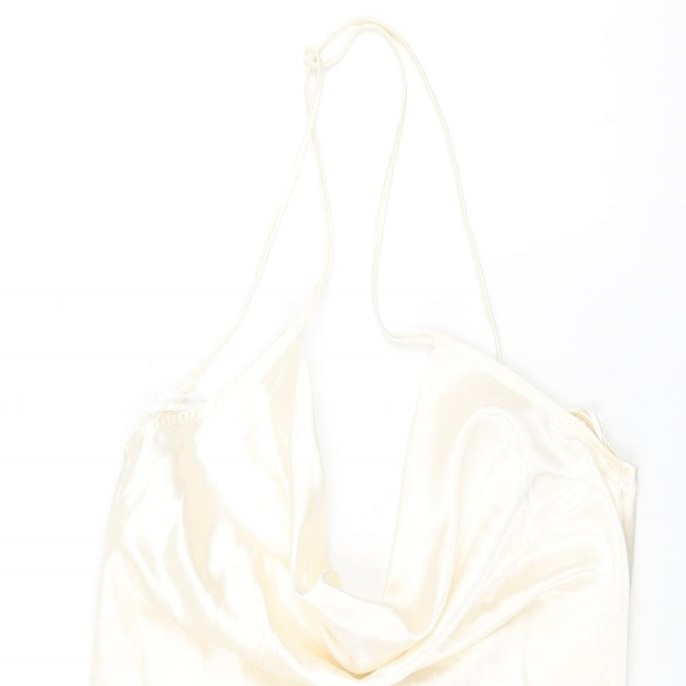 Divided by H&M Womens Ivory Polyester Slip Dress Size 10 Cowl Neck Pullover