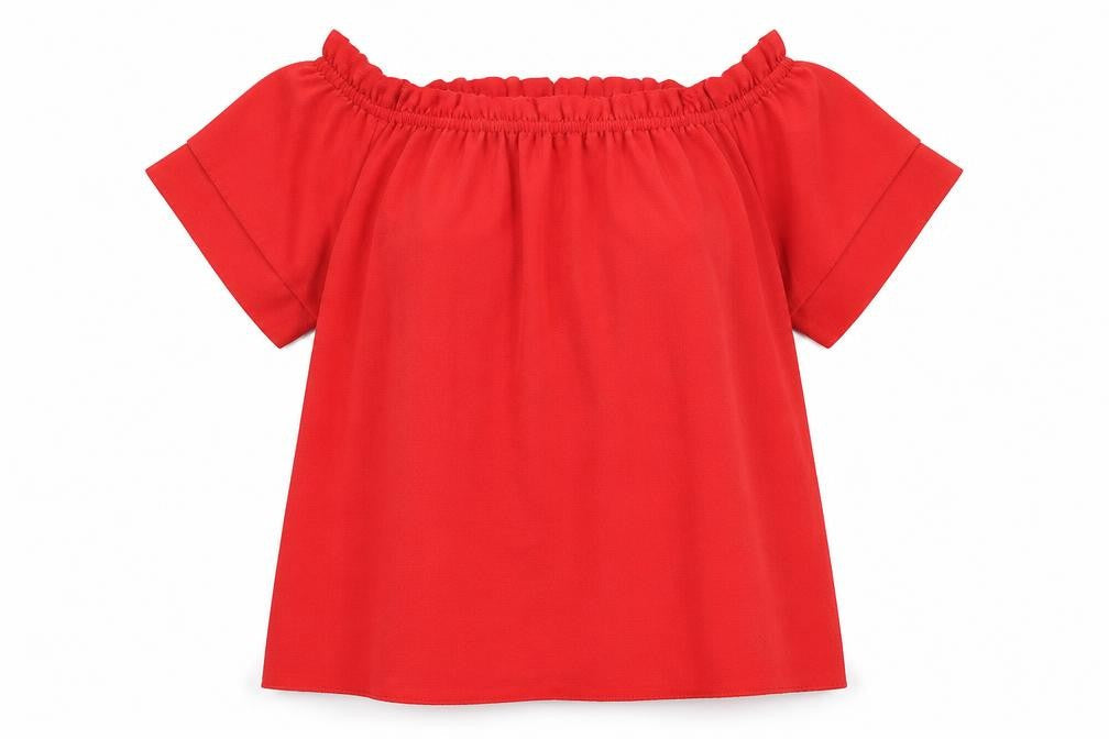 Dorothy Perkins Womens Red Polyester Basic Blouse Size 10 Off the Shoulder