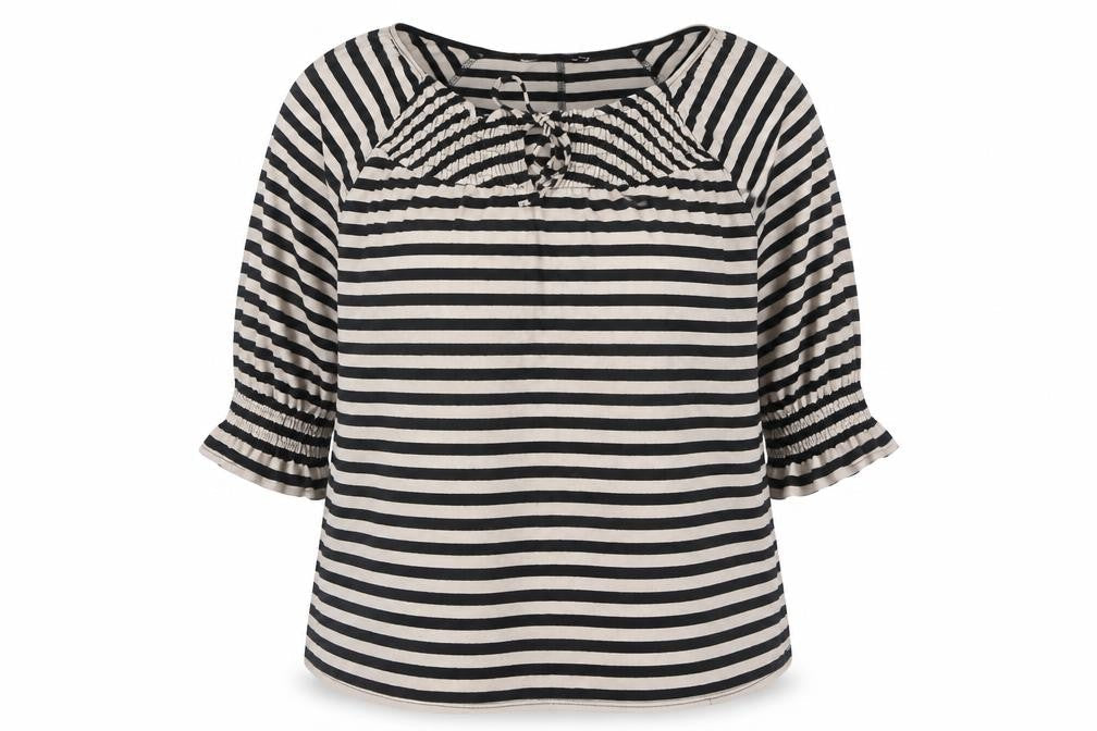 Dorothy Perkins Womens Beige Striped Viscose Basic Blouse Size 16 Round Neck