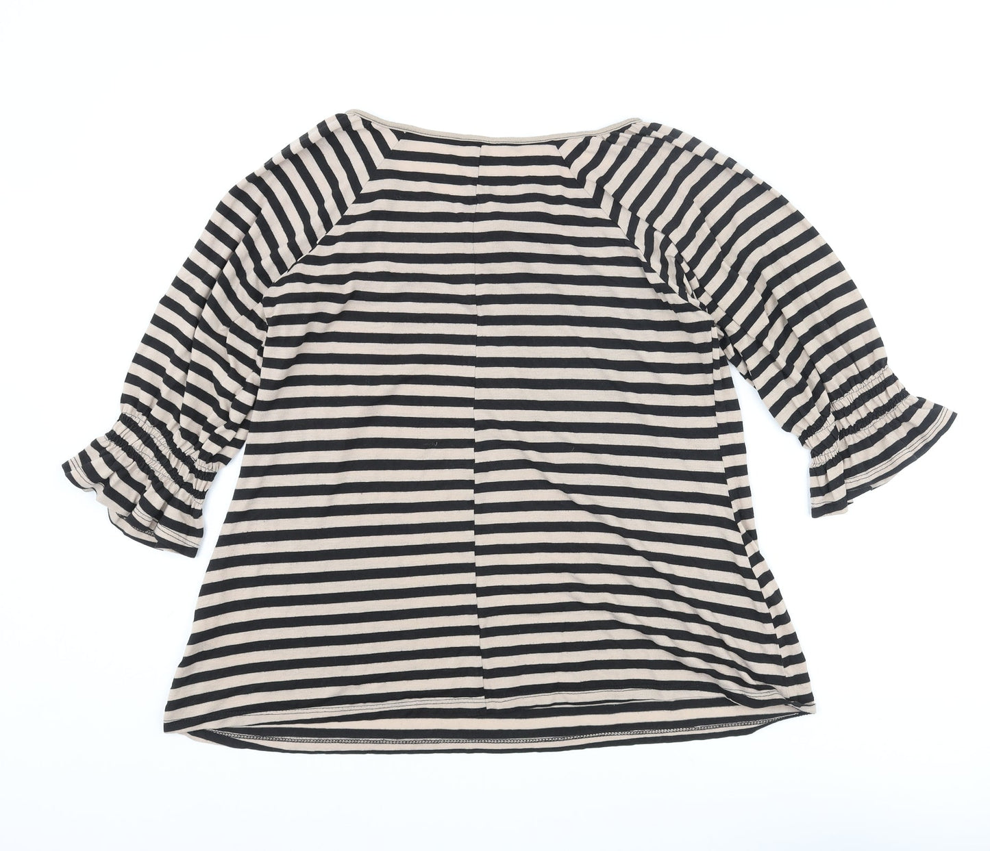 Dorothy Perkins Womens Beige Striped Viscose Basic Blouse Size 16 Round Neck