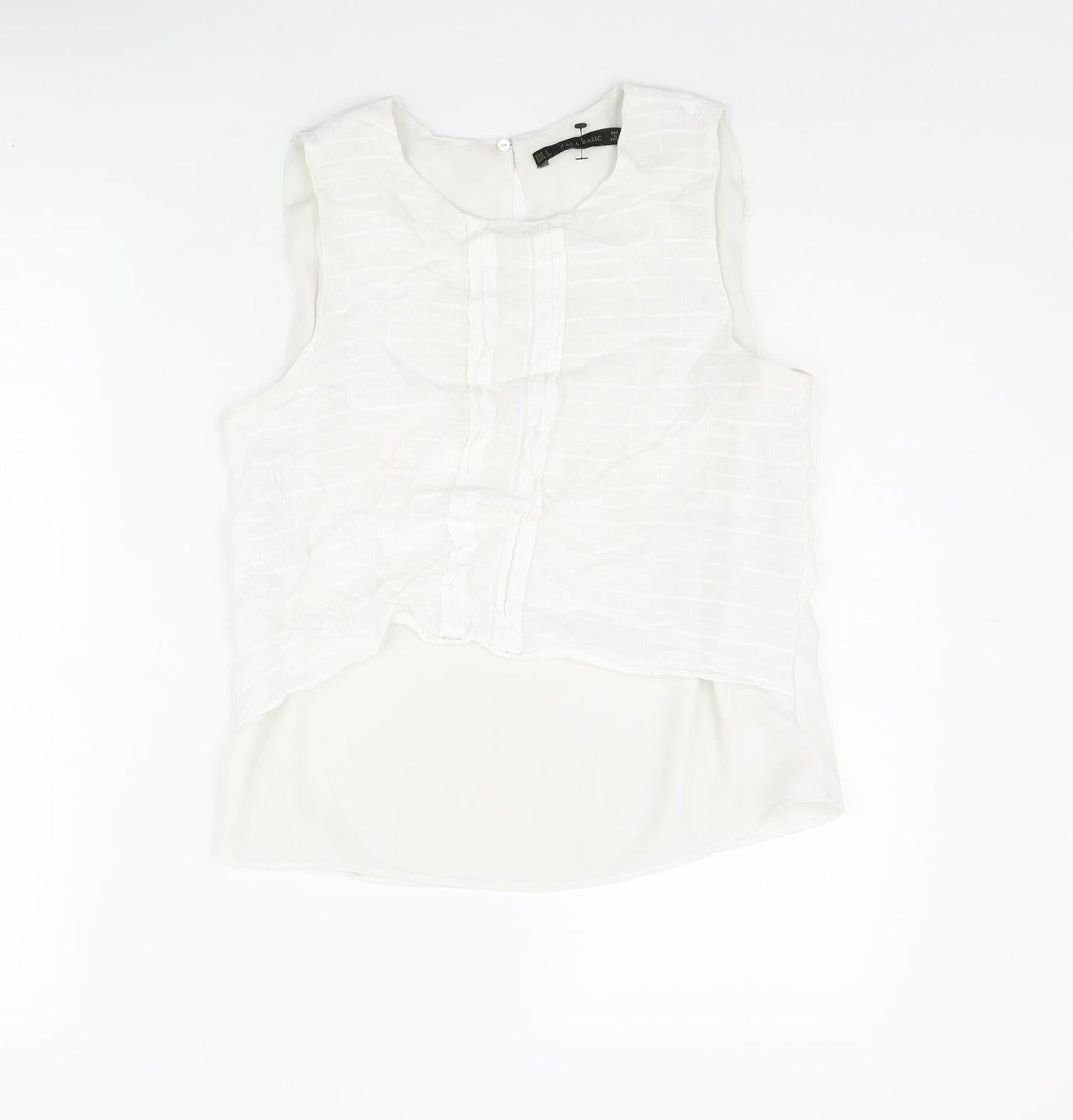 Zara Womens White Polyester Basic Blouse Size S Round Neck - Layered