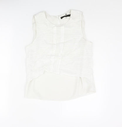 Zara Womens White Polyester Basic Blouse Size S Round Neck - Layered