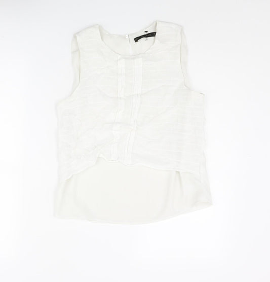 Zara Womens White Polyester Basic Blouse Size S Round Neck - Layered