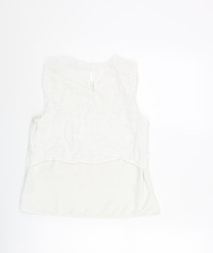 Zara Womens White Polyester Basic Blouse Size S Round Neck - Layered