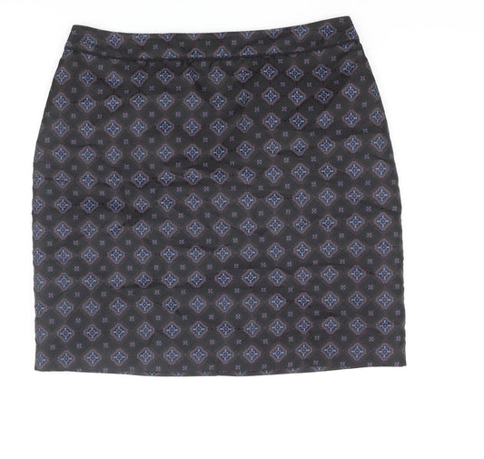 Warehouse Womens Black Geometric Polyester Straight & Pencil Skirt Size 10 Zip