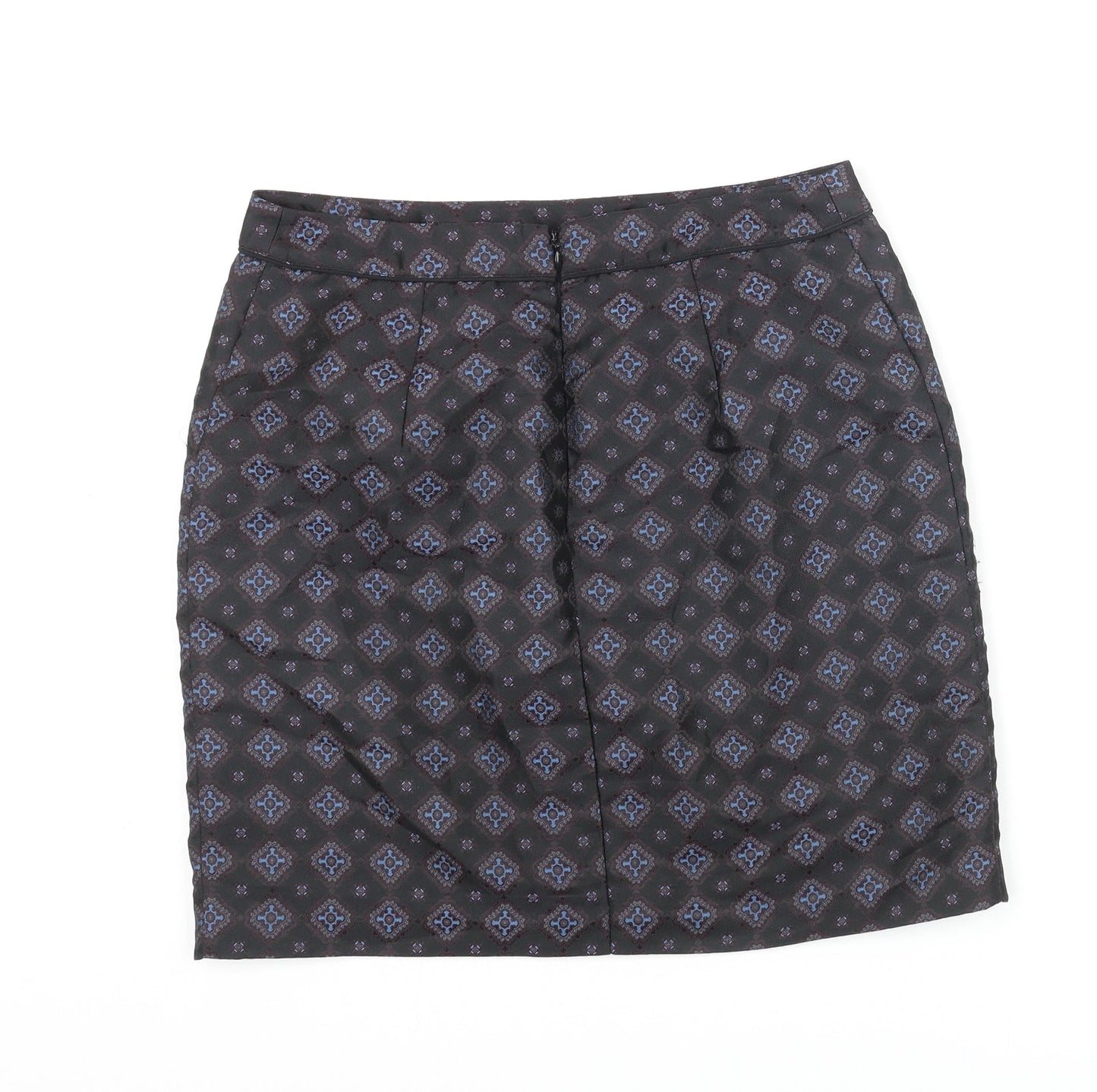 Warehouse Womens Black Geometric Polyester Straight & Pencil Skirt Size 10 Zip