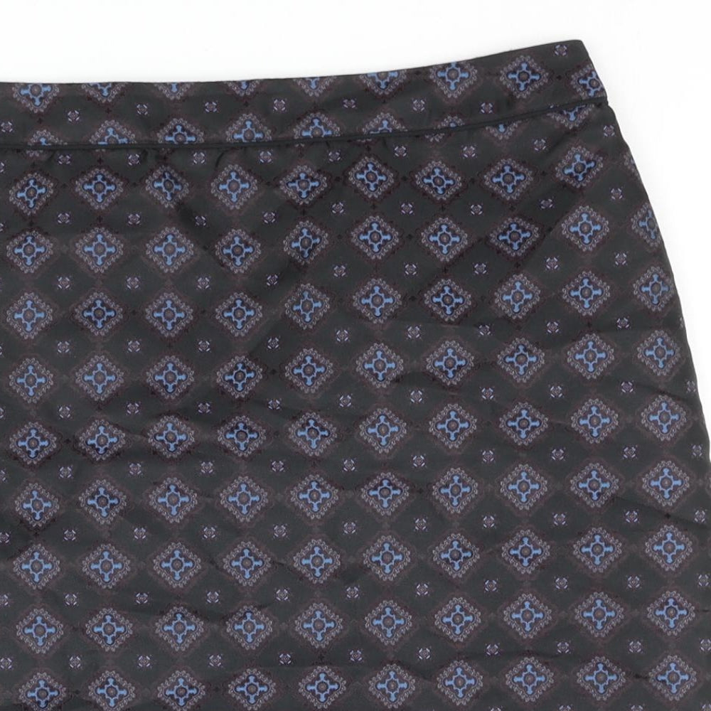 Warehouse Womens Black Geometric Polyester Straight & Pencil Skirt Size 10 Zip
