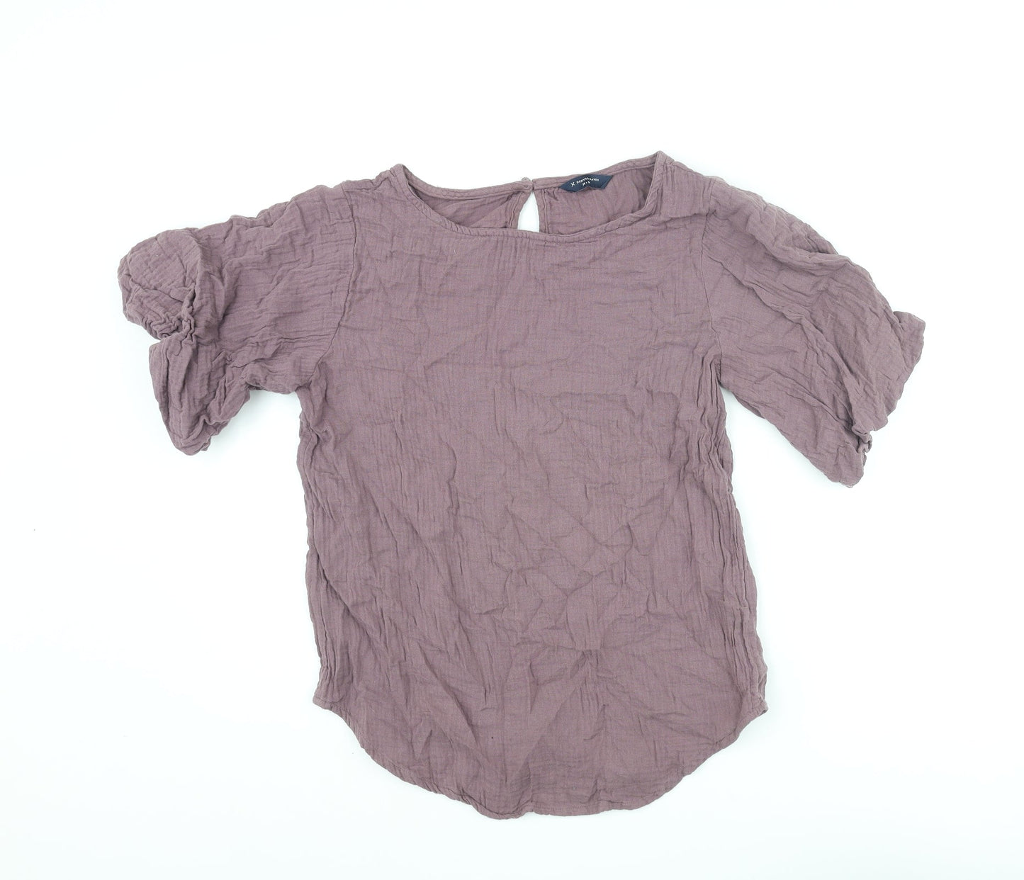 Denver Hayes Womens Purple Cotton Basic Blouse Size M Round Neck