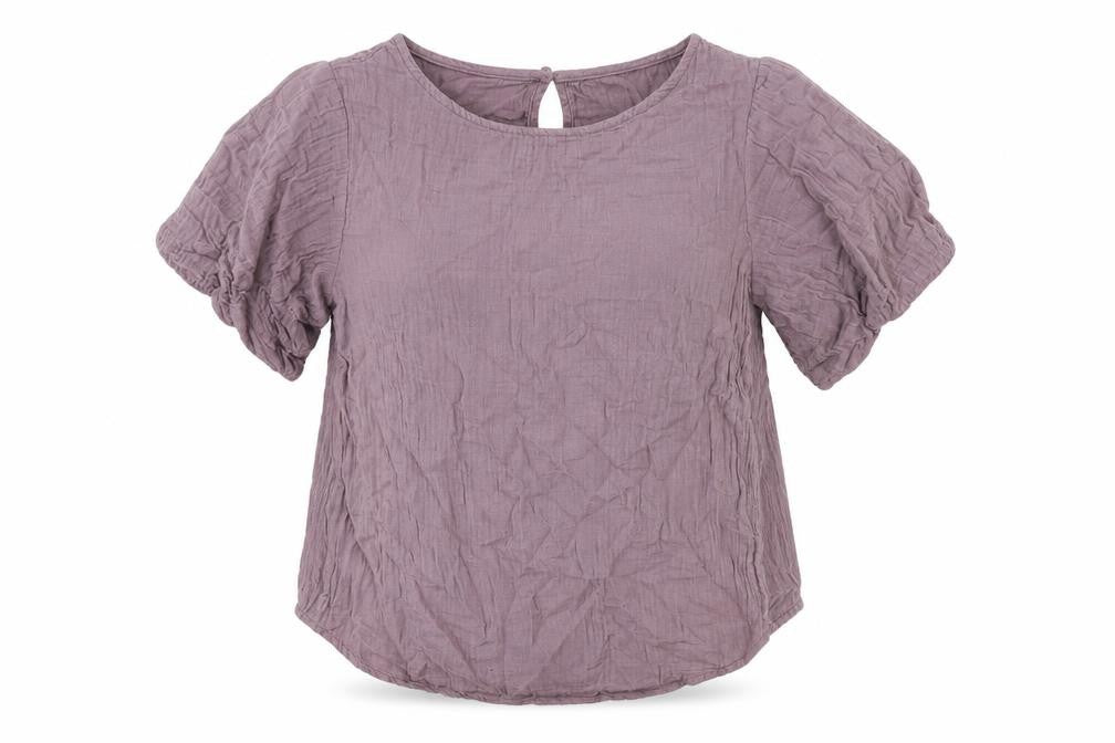 Denver Hayes Womens Purple Cotton Basic Blouse Size M Round Neck