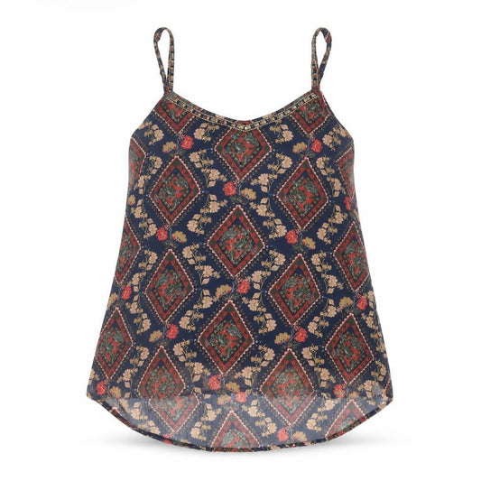 Per Una Womens Multicoloured Geometric Polyester Camisole Blouse Size 10 Scoop Neck - Sequin
