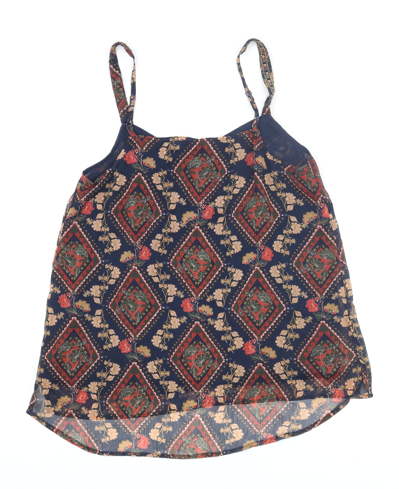 Per Una Womens Multicoloured Geometric Polyester Camisole Blouse Size 10 Scoop Neck - Sequin