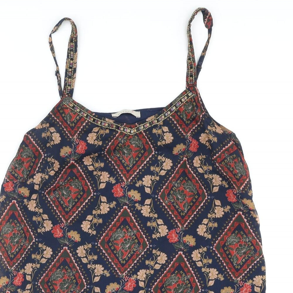Per Una Womens Multicoloured Geometric Polyester Camisole Blouse Size 10 Scoop Neck - Sequin