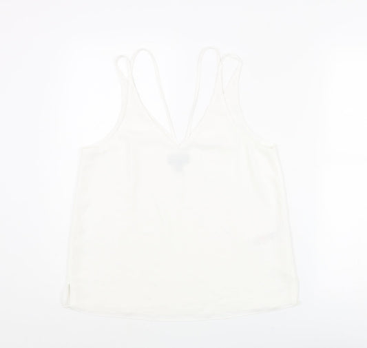 Topshop Womens White Polyester Camisole Blouse Size 10 V-Neck