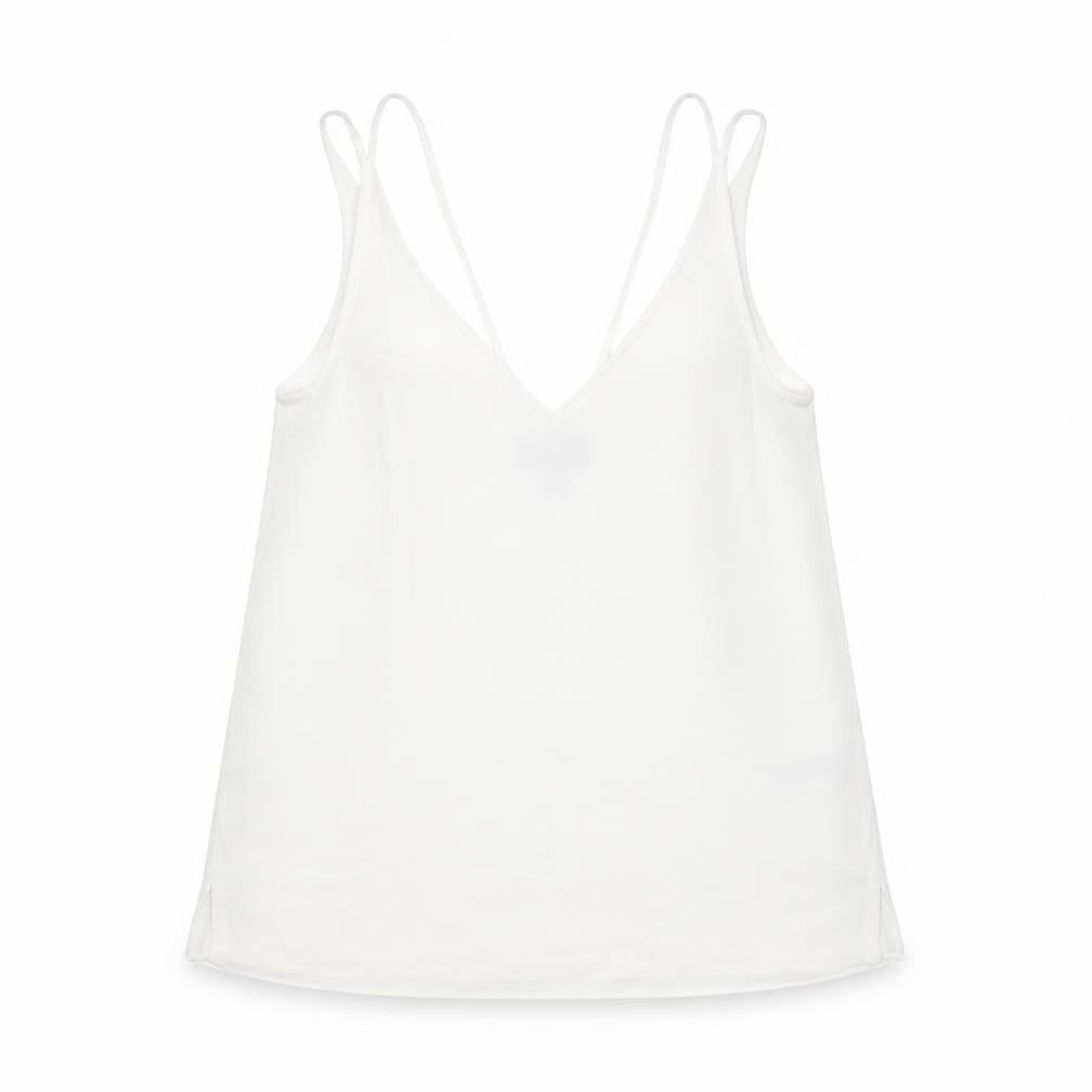 Topshop Womens White Polyester Camisole Blouse Size 10 V-Neck