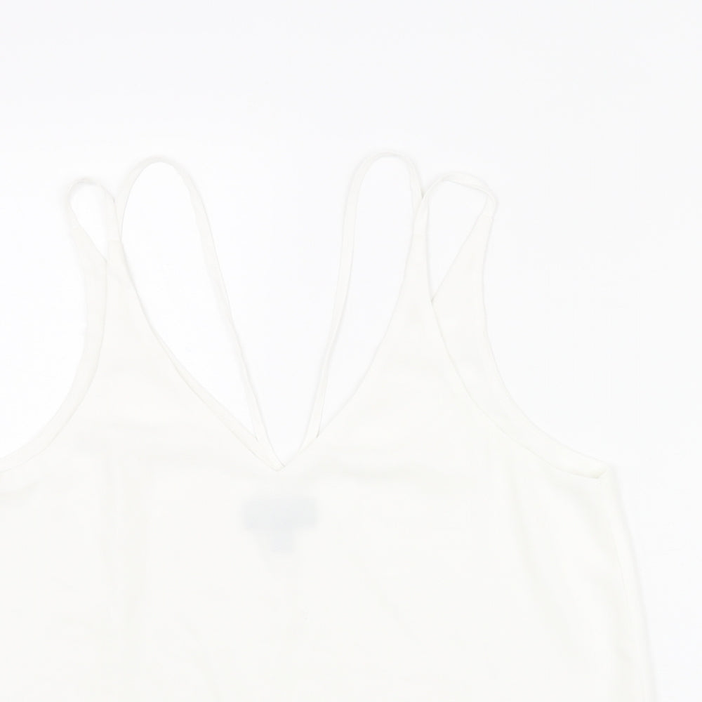 Topshop Womens White Polyester Camisole Blouse Size 10 V-Neck