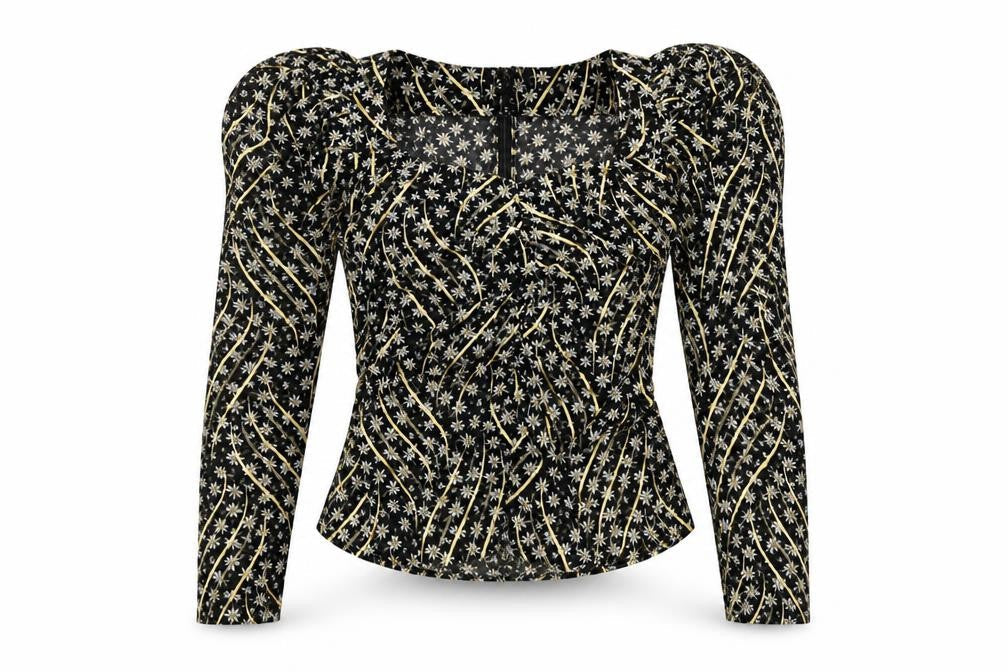 Nasty Gal Womens Multicoloured Floral Polyester Basic Blouse Size 6 V-Neck - Shoulder Pads