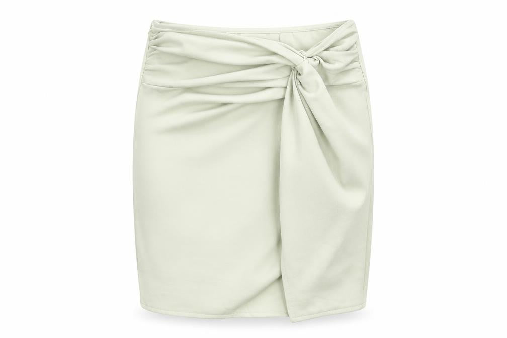PRETTYLITTLETHING Womens Green Polyester Bandage Skirt Size 4 Zip - Knot Front