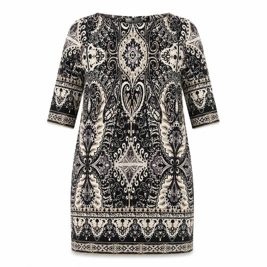 Wallis Womens Multicoloured Geometric Polyester Sheath Size M Boat Neck Pullover