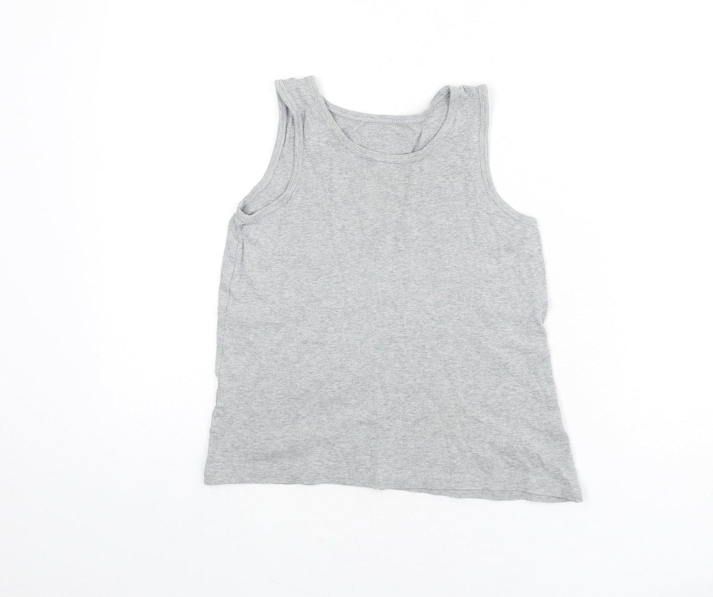 Marks and Spencer Boys Grey 100% Cotton Basic Tank Size 9-10 Years Round Neck Pullover