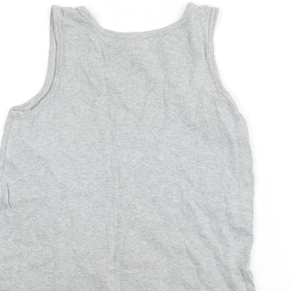 Marks and Spencer Boys Grey 100% Cotton Basic Tank Size 9-10 Years Round Neck Pullover