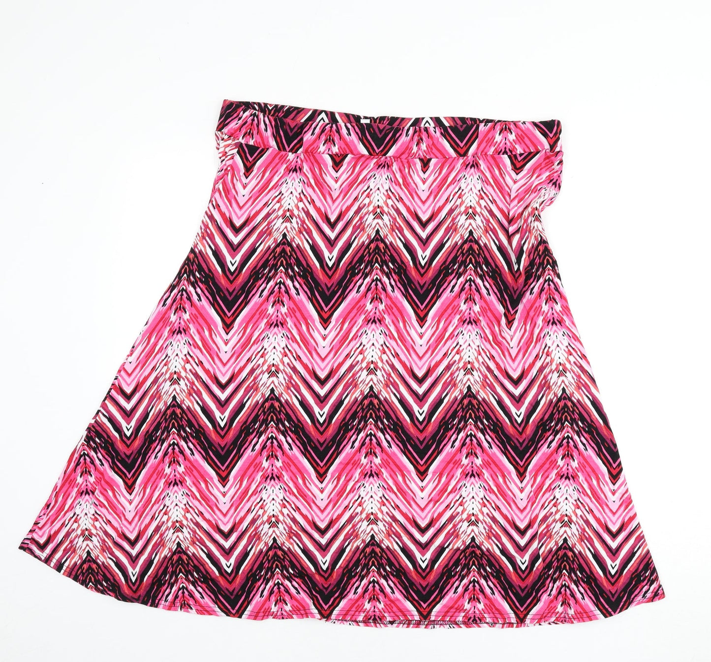 Annabelle Womens Multicoloured Geometric Viscose Flare Skirt Size 20 - Zig Zag Pattern
