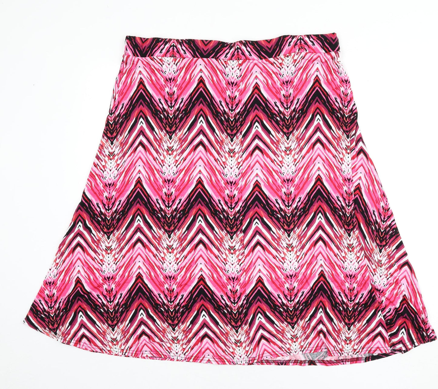 Annabelle Womens Multicoloured Geometric Viscose Flare Skirt Size 20 - Zig Zag Pattern