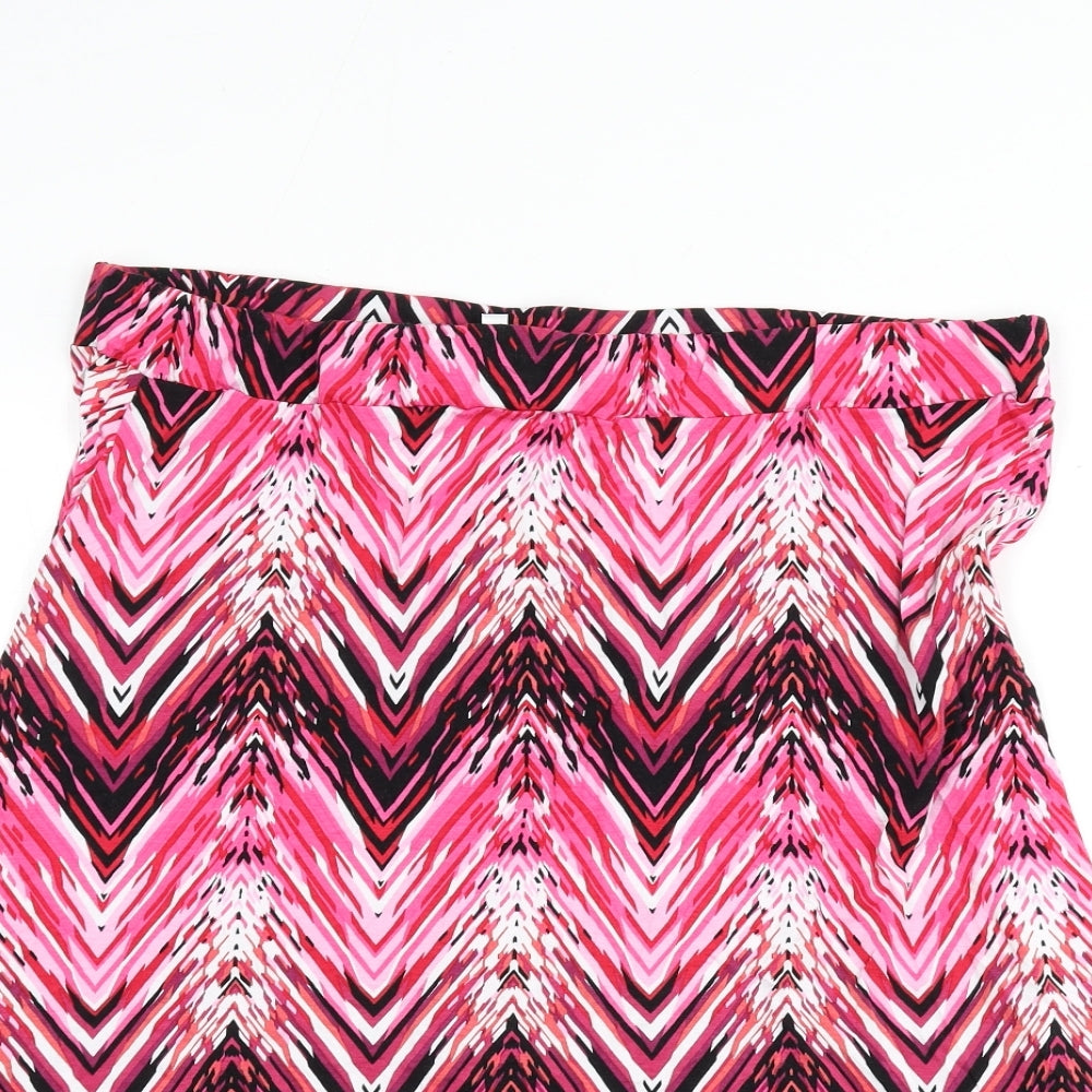 Annabelle Womens Multicoloured Geometric Viscose Flare Skirt Size 20 - Zig Zag Pattern