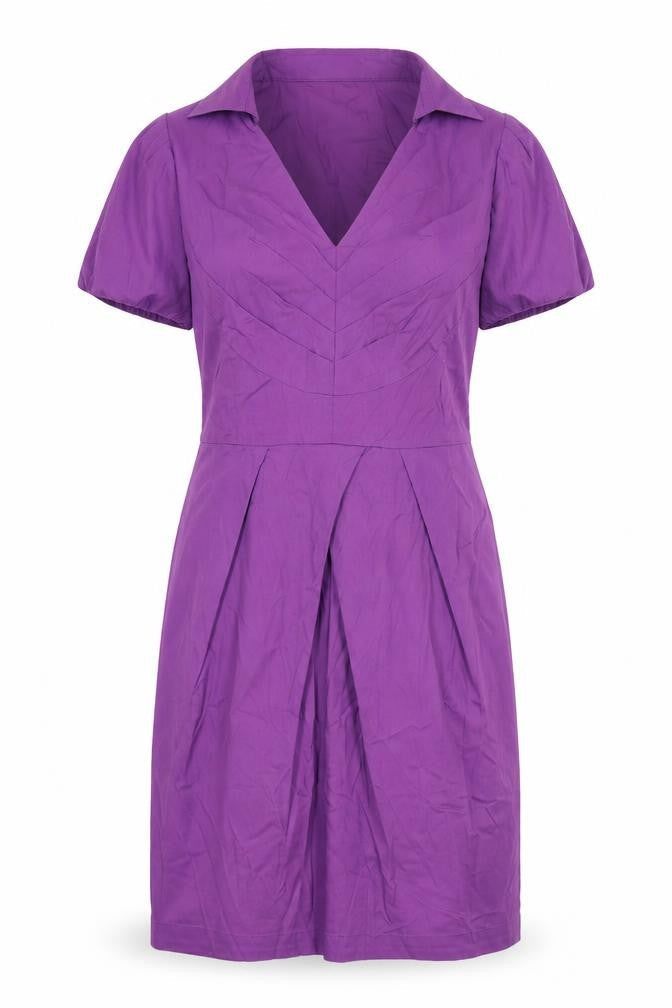 Oasis Womens Purple Cotton A-Line Size 10 Collared Zip - Belted