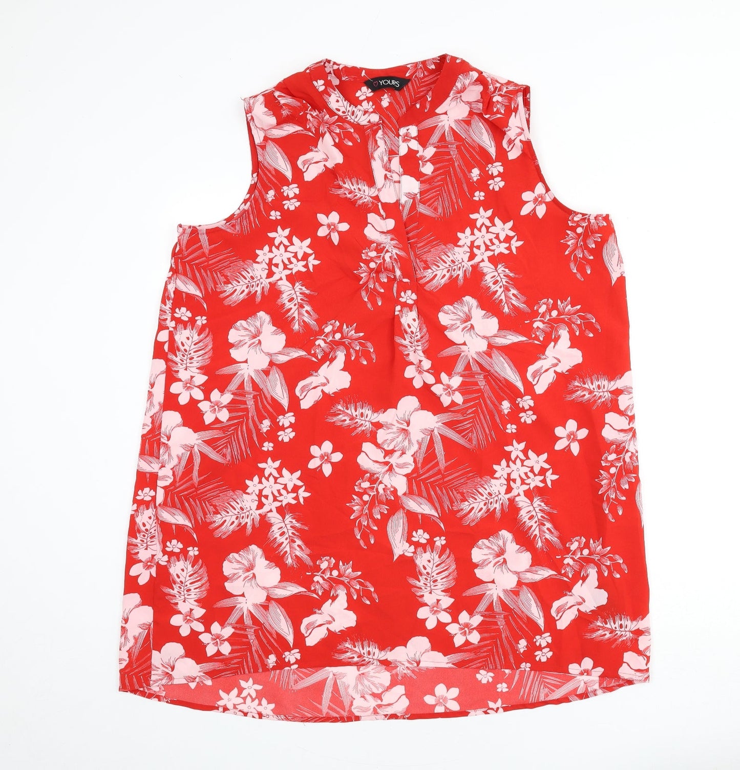 Yours Womens Red Floral Polyester Sheath Size 16 V-Neck Pullover