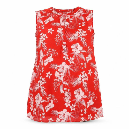 Yours Womens Red Floral Polyester Sheath Size 16 V-Neck Pullover