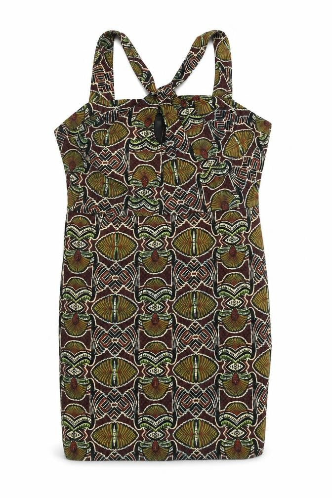 Topshop Womens Multicoloured Geometric Cotton A-Line Size 14 Halter Zip