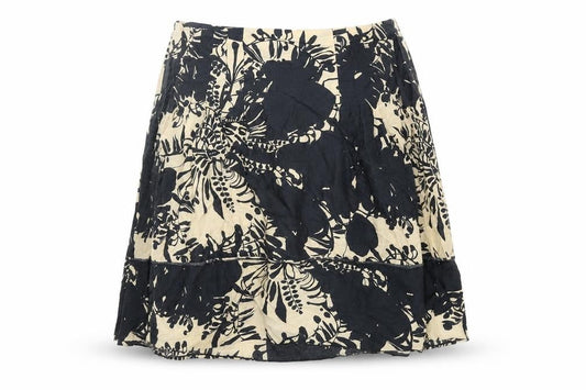 Topshop Womens Black Geometric Cotton Flare Skirt Size 12 Zip - Leaf Print