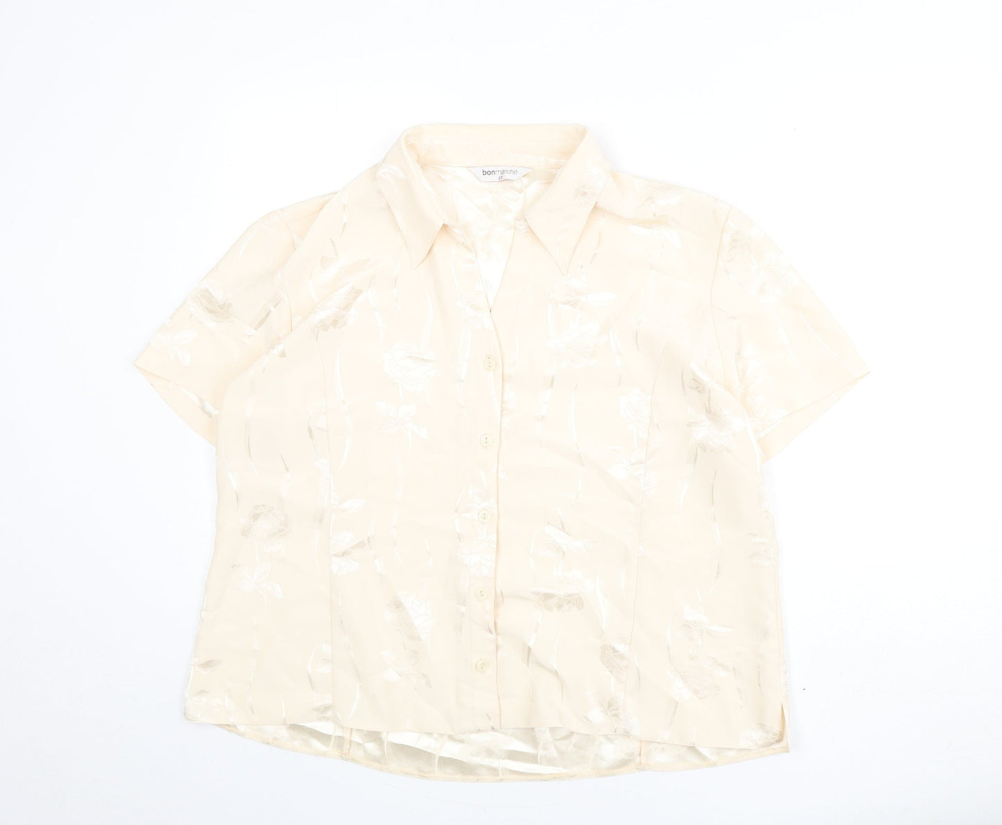 bonma Womens Beige Fair Isle Polyester Basic Button-Up Size 22 Collared