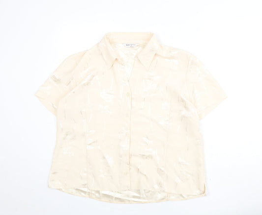 bonma Womens Beige Fair Isle Polyester Basic Button-Up Size 22 Collared