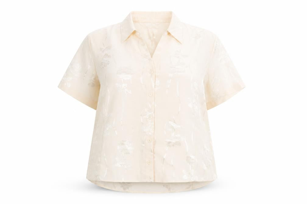 bonma Womens Beige Fair Isle Polyester Basic Button-Up Size 22 Collared