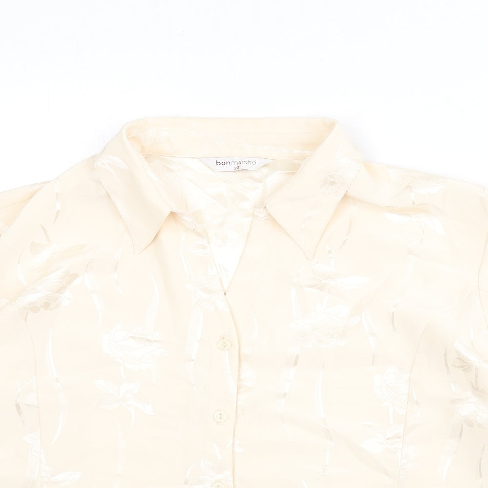 bonma Womens Beige Fair Isle Polyester Basic Button-Up Size 22 Collared